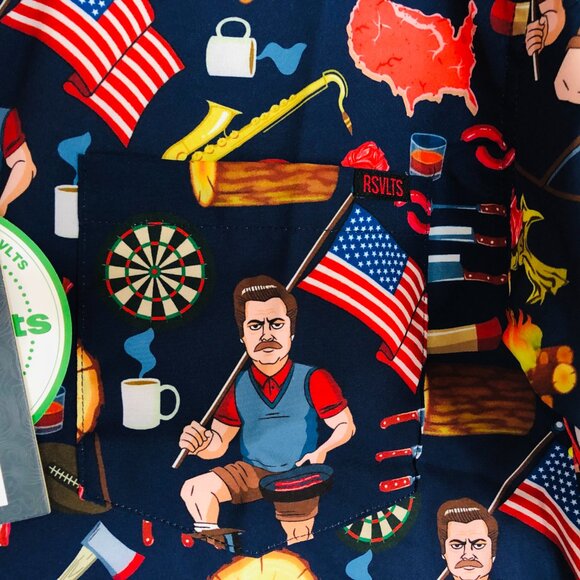 RSVLTS Parks and Recreation Button Up Shirt Men's Medium Ron Swanson Pawnee NWT - Picture 6 of 8